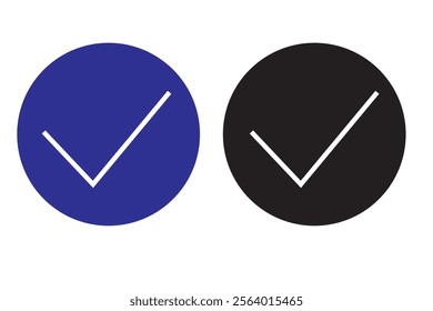 check mark icon in a circle. Tick symbol in green color, vector illustration.