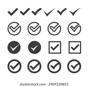 Marcar colección de iconos. signos y símbolos de ilustración vectorial de lista de verificación.