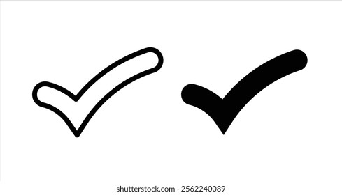 Check mark Icon collection in filled and stroke style.