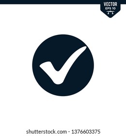 Check mark icon collection in glyph style, solid color vector