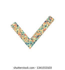 Check mark icon. Colored mosaic with polygons