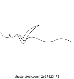 Check mark icon continuous one line drawing of outline vector illustration