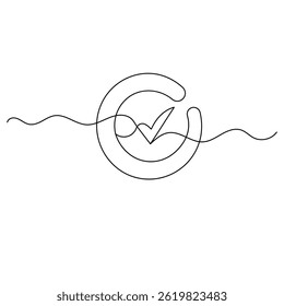Icono de marca de verificación dibujo continuo de una línea de Ilustración vectorial de contorno