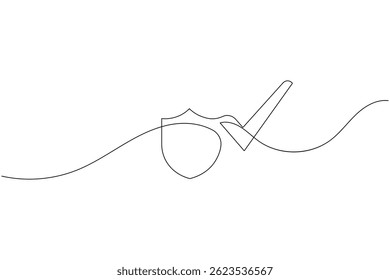 Check mark icon continuous one line drawing and minimalist style isolate outline vector
