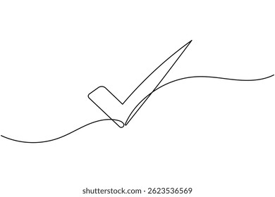 Check mark icon continuous one line drawing and minimalist style isolate outline vector