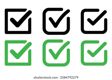 check mark icon. correct, right, accept, approved, choose, confirm, test, vote, yes symbol vector on white background