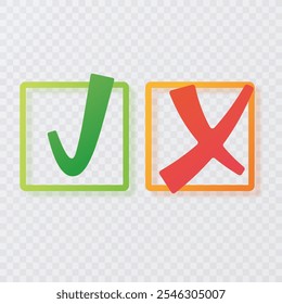 Check Mark Icon Cross and check mark icon set. Vector illustration on isolated background