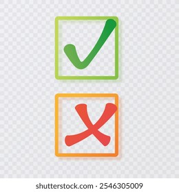 Check Mark Icon Cross and check mark icon set. Vector illustration on isolated background