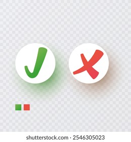 Ícone de Marca de Seleção Cruzado e ícone de marca de seleção definido. Ilustração vetorial em plano de fundo isolado