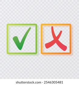 Check Mark Icon Cross and check mark icon set. Vector illustration on isolated background