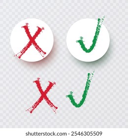 Aktivieren Sie Symbol als Kreuz markieren und Symbol als Häkchen markieren. Vektorgrafik auf isoliertem Hintergrund