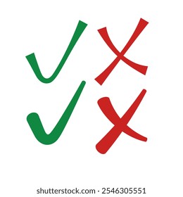 Aktivieren Sie Symbol als Kreuz markieren und Symbol als Häkchen markieren. Vektorgrafik auf isoliertem Hintergrund