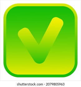 Check mark icon. Done symbol. Tick sign. Isolated web icons. Logo design. Flat vector illustration in green gradient color.