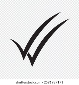 Check mark icon. Double checkmark vector set. Twin tick isolated on white background. Delivered message read icon. Simple double tick sign. Read message icon. Viewed message symbol.