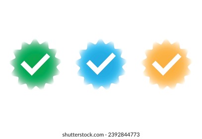 Check mark icon. flat round buttons set.Collection of vector symbol on white background. Vector illustration.