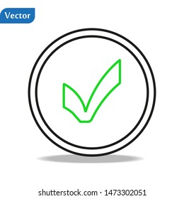 Check mark icon flat icon. Single high quality outline symbol of info for web design or mobile app. Thin line signs of technology for design logo, visit card, etc. Outline logo of check
