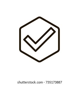 Check mark icon flat icon. Single high quality outline symbol of info for web design or mobile app. Thin line signs of technology for design logo, visit card, etc. Outline logo of check