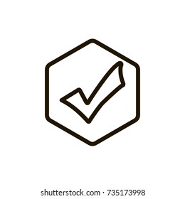Check mark icon flat icon. Single high quality outline symbol of info for web design or mobile app. Thin line signs of technology for design logo, visit card, etc. Outline logo of check