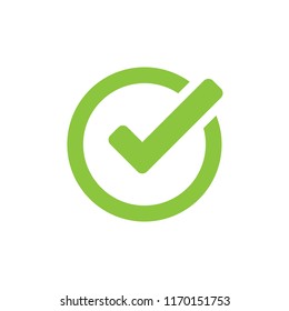 Check mark icon in flat style. Ok, accept vector illustration on white isolated background. Tick business concept.