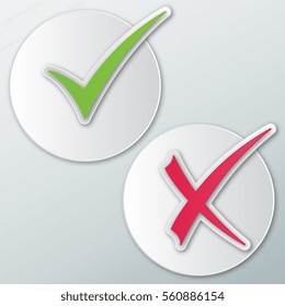 check mark icon in a flat style with shadow on a white background