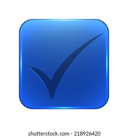 check mark icon - glossy blue button