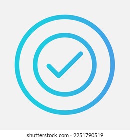 Markensymbol im Farbverlauf-Stil über wesentliche Elemente überprüfen, für die Website-Mobile-App-Präsentation verwenden