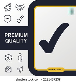 Check mark icon graphic element. Modern design.