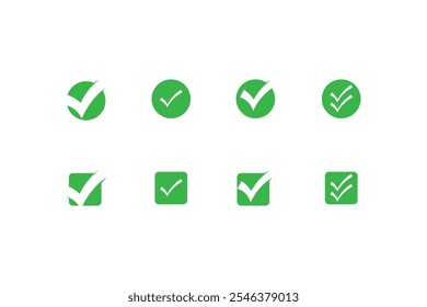 Check mark icon.In green assorted style.