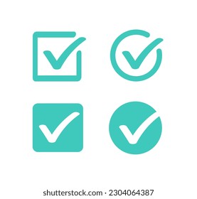 Check mark icon. Green button check list. Vector illustration