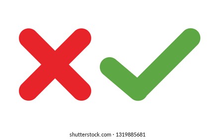 check mark icon, green check mark and red cross - Vector