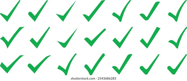 Icono de marca de verificación. Conjunto de iconos de marca de verificación verde. Conjunto de iconos check_mark, símbolo aprobado, símbolo comprobado. Icono de Vector de marca de verificación