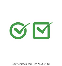 Check mark icon. Green check mark icon. Tick mark icon. Verified icon in green color for casual use. Design element illustration of approved symbol