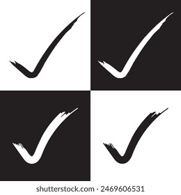 Check mark icon. Hand drawn check mark signs. doodle effect stain collection. Chalk texture stain set. Doodle check marks. Hand drawn checkbox, examination mark and checklist marks design. VectorEPS10