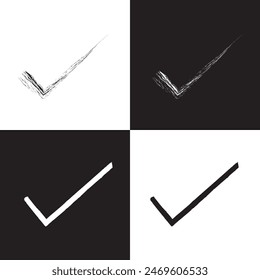 Check mark icon. Hand drawn check mark signs. doodle effect stain collection. Chalk texture stain set. Doodle check marks. Hand drawn checkbox, examination mark and checklist marks design. VectorEPS10
