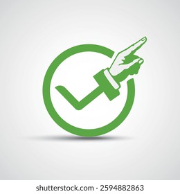 Check mark icon with hand symbols vector. symbol for website Computer and mobile vector.