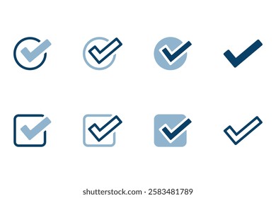 Check mark icon illustration set