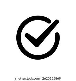 Icono de marca de verificación dentro del círculo que simboliza la confirmación de acción exitosa