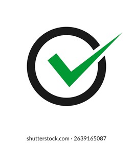 Check mark icon inside a circle. Simple vector illustration on isolated background. Ideal for status indicators, confirmation messages, or UI design.