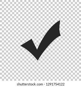 Check mark icon isolated on transparent background. Tick symbol. Flat design. Vector Illustration