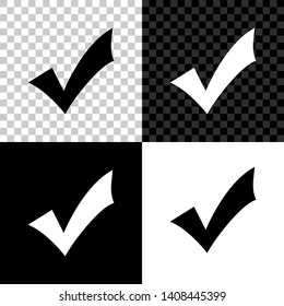 Check mark icon isolated on black, white and transparent background. Tick symbol. Vector Illustration