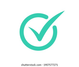 Check mark icon isolated on white background. Green tick, check list icon. Vector illustration.