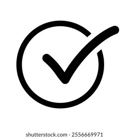 Check mark icon isolated on white background. Check list button template black color. Accept done. EPS 10 vector illustration