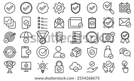 check mark icon line collection vector design illustration in trendy style with editable stroke