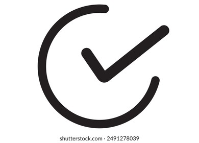 Check mark icon line isolated on white background. Black flat thin icon on modern outline style. Linear symbol and editable stroke. Simple and pixel perfect stroke vector illustration.