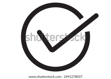 Check mark icon line isolated on white background. Black flat thin icon on modern outline style. Linear symbol and editable stroke. Simple and pixel perfect stroke vector illustration.
