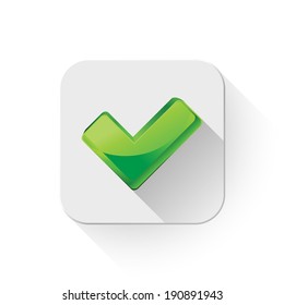 check mark icon With long shadow over app button