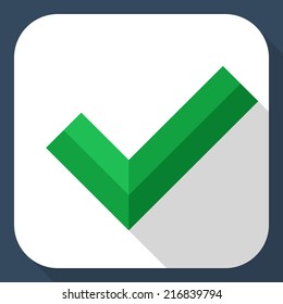 Check mark icon with long shadow