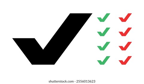 Check mark icon. Marks: "Accepted", "Approved", "Yes", "Correct", "Good", "Correct choice", "Task completed", "Voting". Test question symbol.