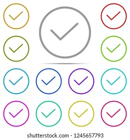 Check mark icon in multi color. Simple outline vector of web, minimalistic set for UI and UX, website or mobile application