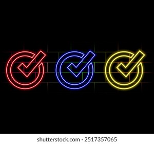marca de verificação ícone neon brilhante limão verde sinal de cor 4k ilustração. abstrato verde marca de verificação círculo 4k ilustração.